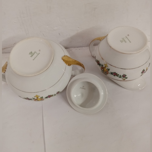 Rare Vintage 3 Pc. TK Thuny Czechoslovakia Sugar & Creamer Porcelain w/handles - Picture 2 of 6